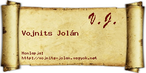 Vojnits Jolán névjegykártya